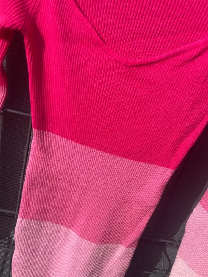 Robe longue à manches longues dégradé rose – Taille S - photo numéro 2