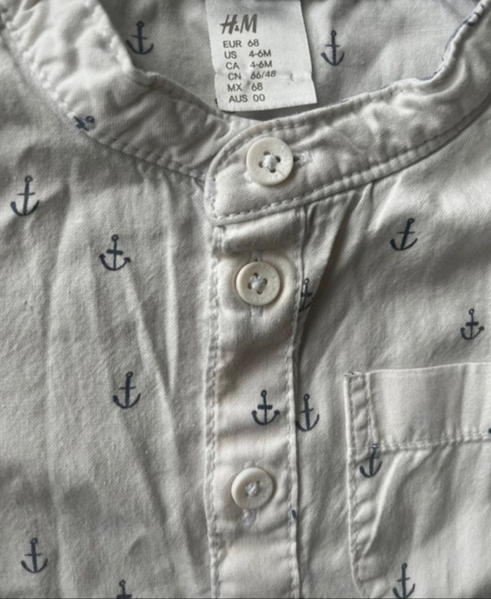 Chemise bébé manches longues 100% coton H&M 4-6 mois - photo numéro 2