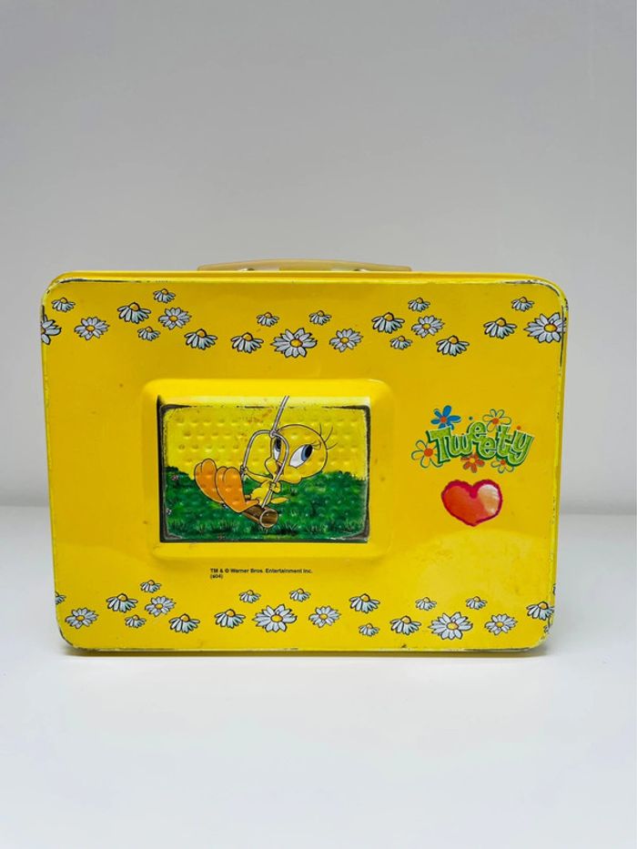 Valise métallique enfant Titi et gros miné jaune vert rose fleur ballon coeur - photo numéro 2