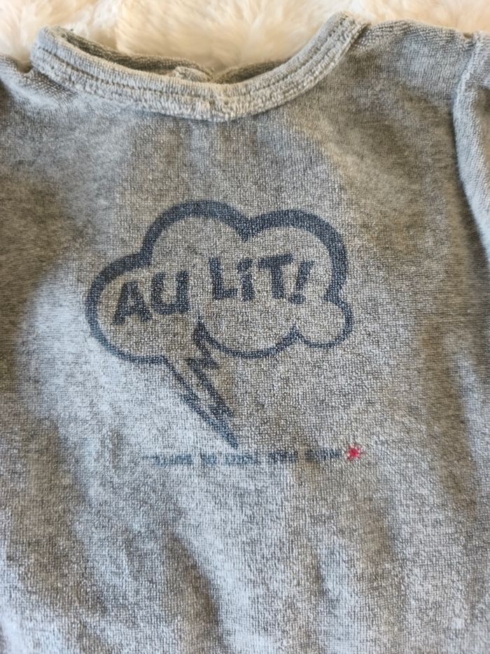 Pyjama velours gris Kimbaloo taille 6 mois - photo numéro 2