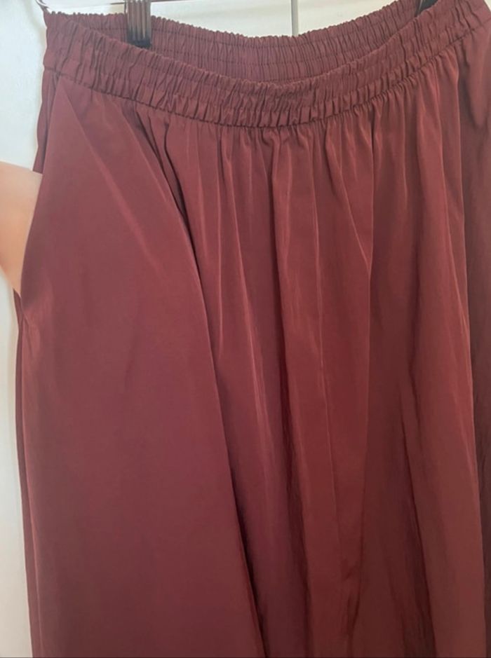 Jupe mi longue bordeaux noir bâchée tendance, neuf avec étiquette, Zara, T. XS. S - photo numéro 3