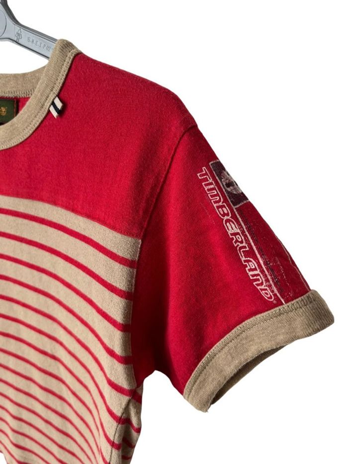 T-shirt manches courtes rayé rouge et kaki - Timberland 4 ans - photo numéro 3