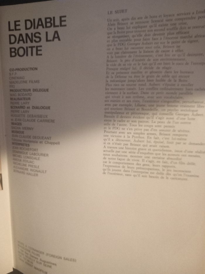 Affiche et synopsis du film le diable dans la boîte - photo numéro 2