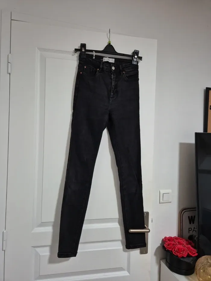 jean noa noir taille haute skinny mango