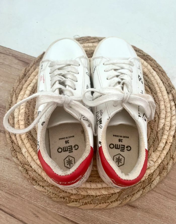 Sneakers basses rouge et blanche pointure 38 - photo numéro 5