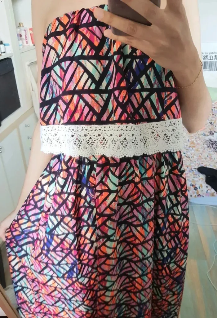 Magnifique Robe longue multicolore géométrique comme neuve taille unique - photo numéro 2