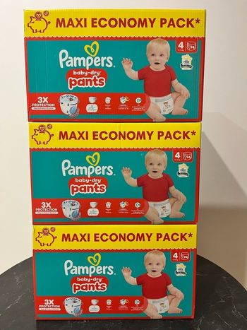 🔹 3 Packs Pampers Baby-Dry Pants Taille 4 Maxi Economy – 282 units – Neufs scellés