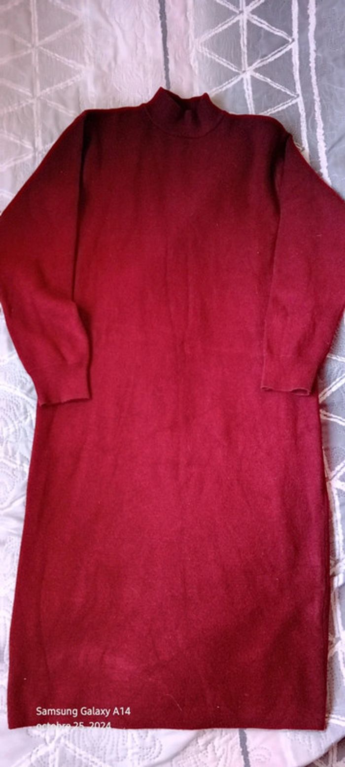 Robe pull longue col montant bordeaux  femme 34/36