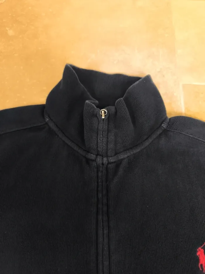 Veste pull zippée Ralph Lauren homme M marine logo rouge excellent état - photo numéro 9