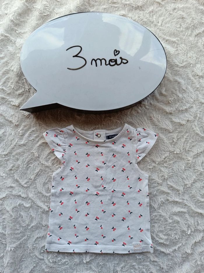 Tee shirt chemise manches courtes Fille 3 mois cerise Kiabi