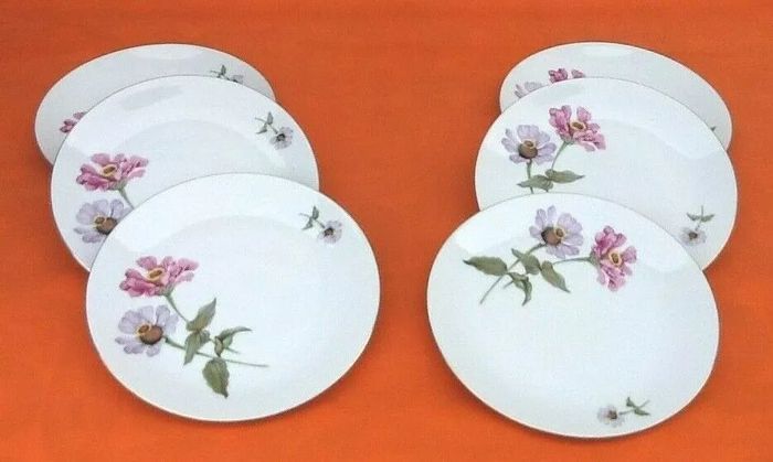 6 assiettes plates Porcelaine fine de Bohème décor floral - photo numéro 6