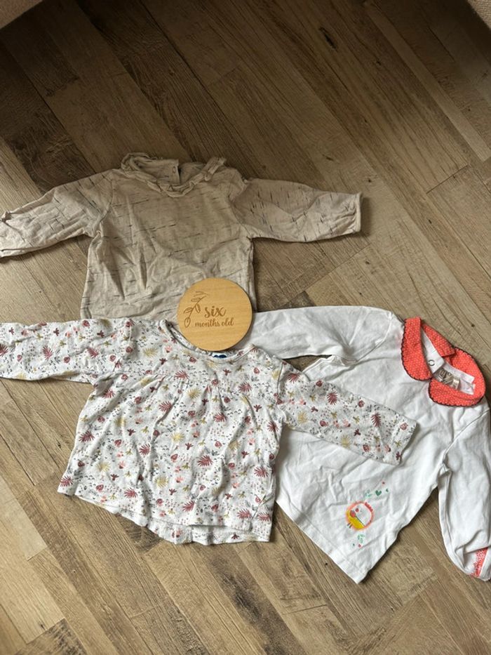 Lot 3 t shirt manche longue bébé fllle 6 mois