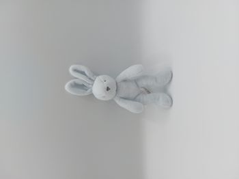 Petite Peluche doudou lapin bleu ciel JACADI yeux nez gris environ 19 cm