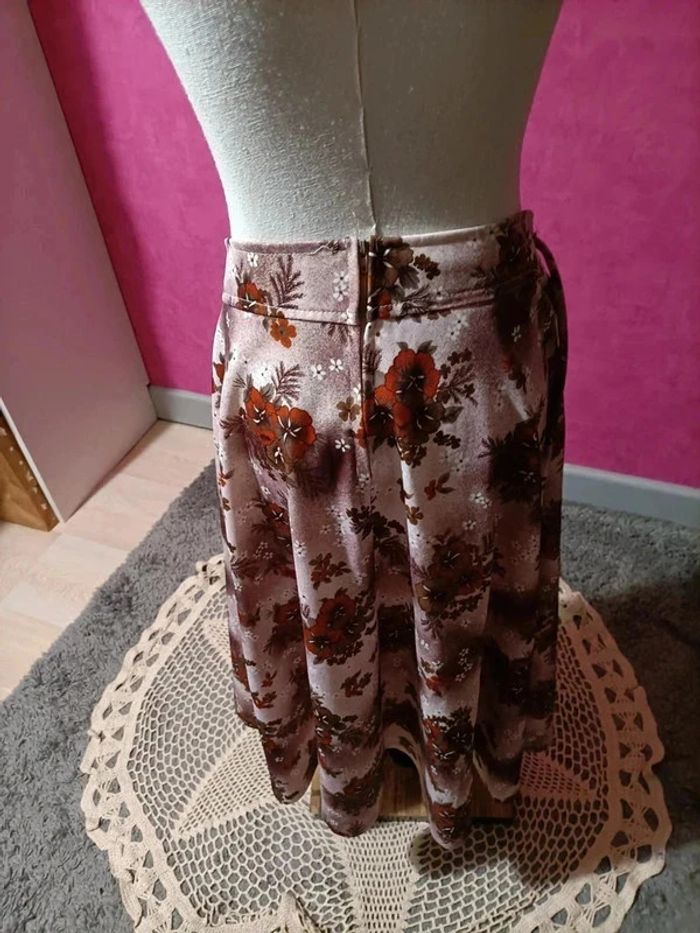 Jupe taille marquée style bohème fleurs vintage années 70 faite main taille 40 - photo numéro 10