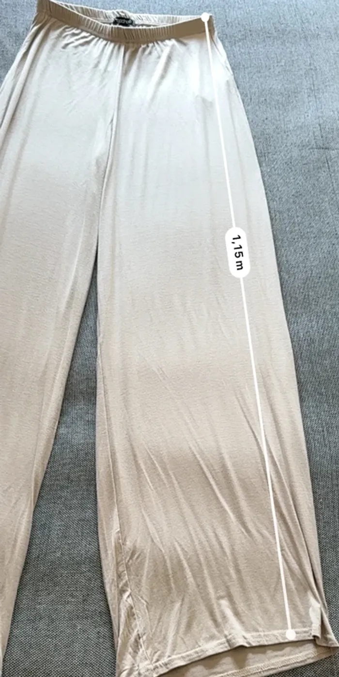 Pantalon Boohoo Jersey "Wide Leg Pj" - Jambes Larges - Beige Taille 40 - Neuf - photo numéro 7