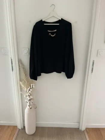 Blouse manches longues noir et doré