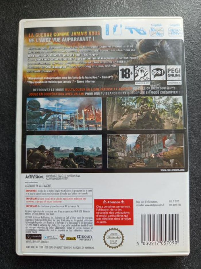 Nintendo - Wii - Call of duty - World at war - photo numéro 2