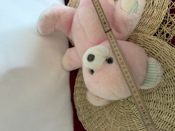 Vintage peluche ours rose imprimé mains pieds nounours - photo numéro 2