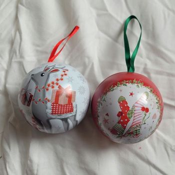 Lot de 2 boules boîtes en metal NEUVES 🎄