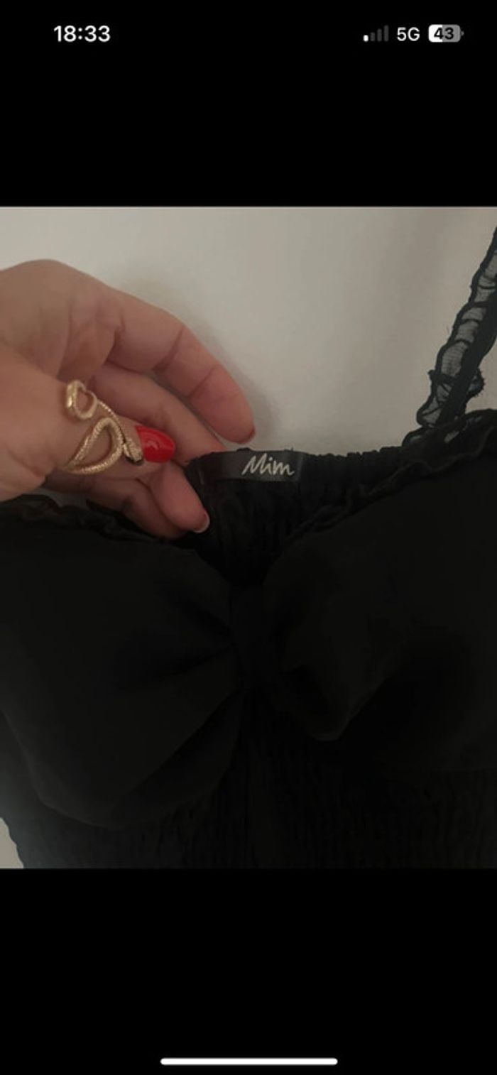 Robe noire en voile doublée - Taille 38, Mim, bas volanté élégant - photo numéro 9