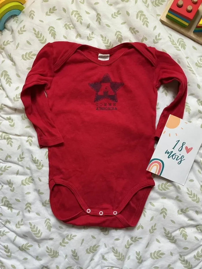 body manches longues rouge absorba 18 mois - photo numéro 2