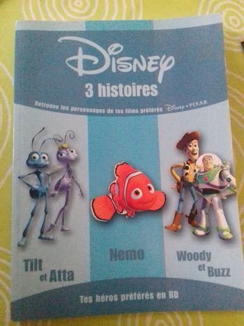2 BD, livres disney 3 histoires nemo, woody et tilt et porcinet, winnie, tigrou