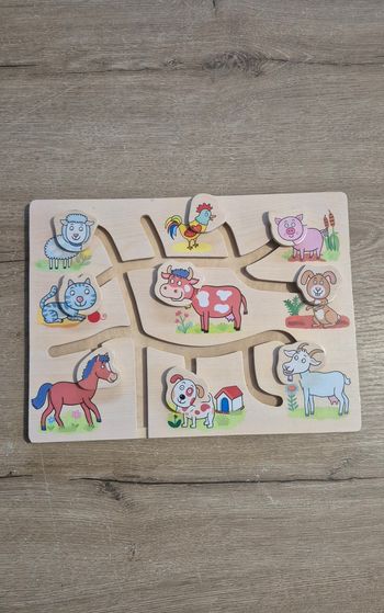Puzzle labyrinthe animaux en bois