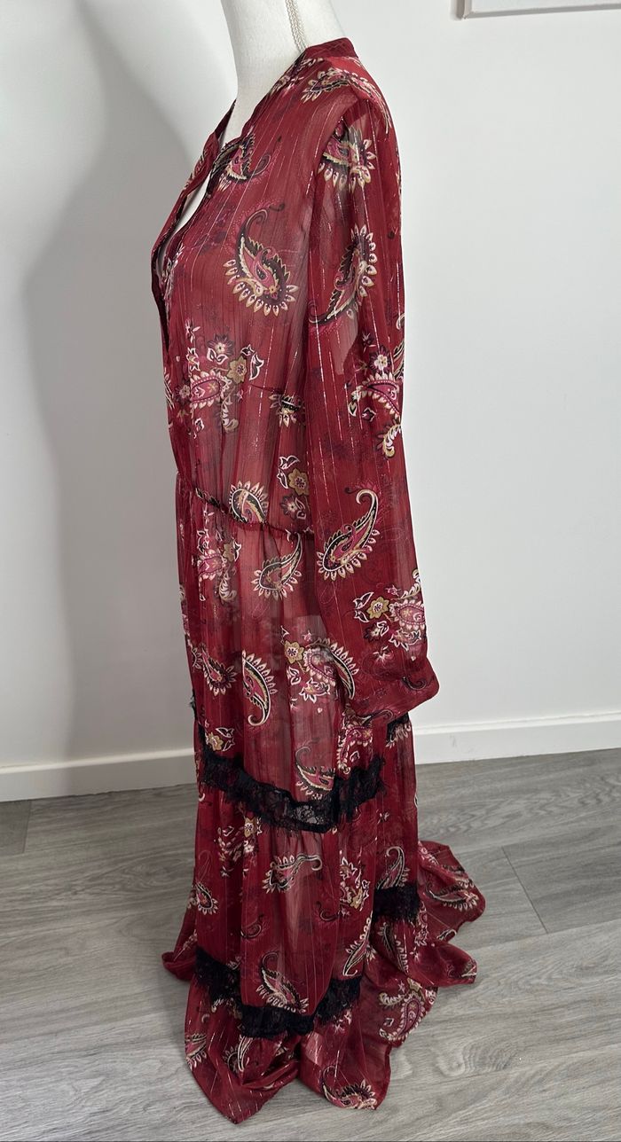 Robe longue paisley bordeaux dorée Bodyflirt T50 5XL - photo numéro 4