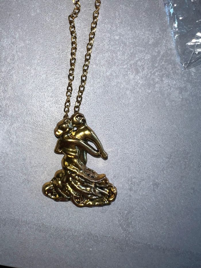 Collier sautoir danseurs valse neuf jaune doré long - photo numéro 2
