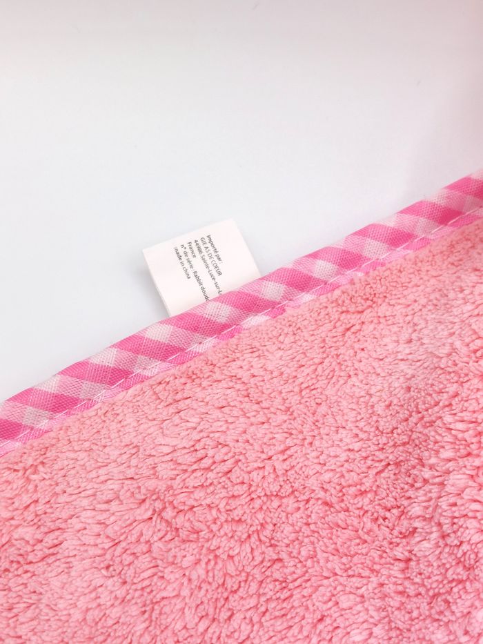 Doudou plat lapin éponge rose AS DE COEUR modèle petit coeur vichy blanc rose - photo numéro 4