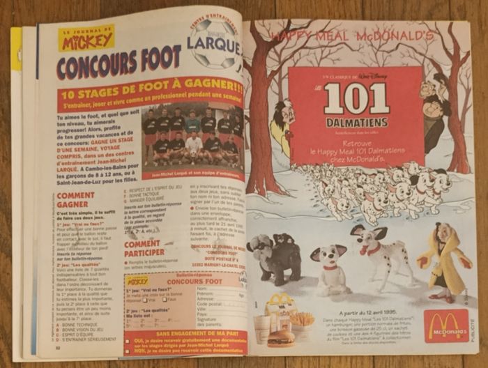 Ancien journal de Mickey avec 8 vignettes les 101 dalmatiens N°2234 de 1995 vintage - photo numéro 5