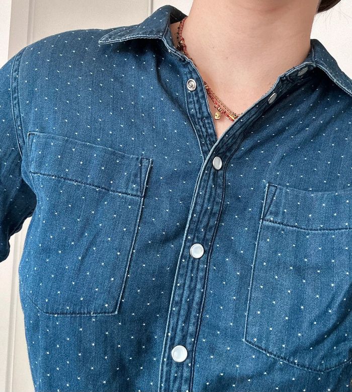 Chemise en jean à pois blancs – Monoprix – Taille 38 – Excellent état - photo numéro 3