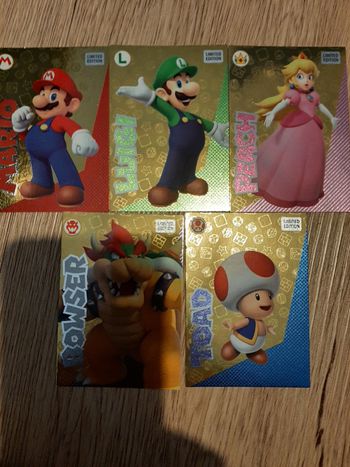 Lot 5 cartes Panini édition limitée Super Mario playtime