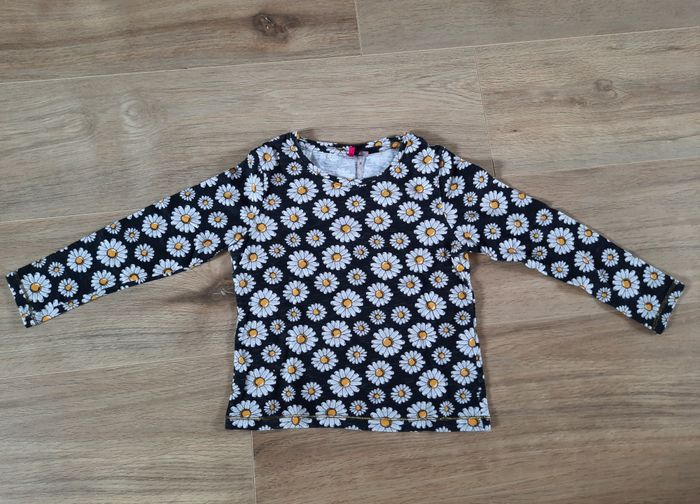 T-shirt manches longues noir à motifs "Marguerites" Orchestra 5 ans