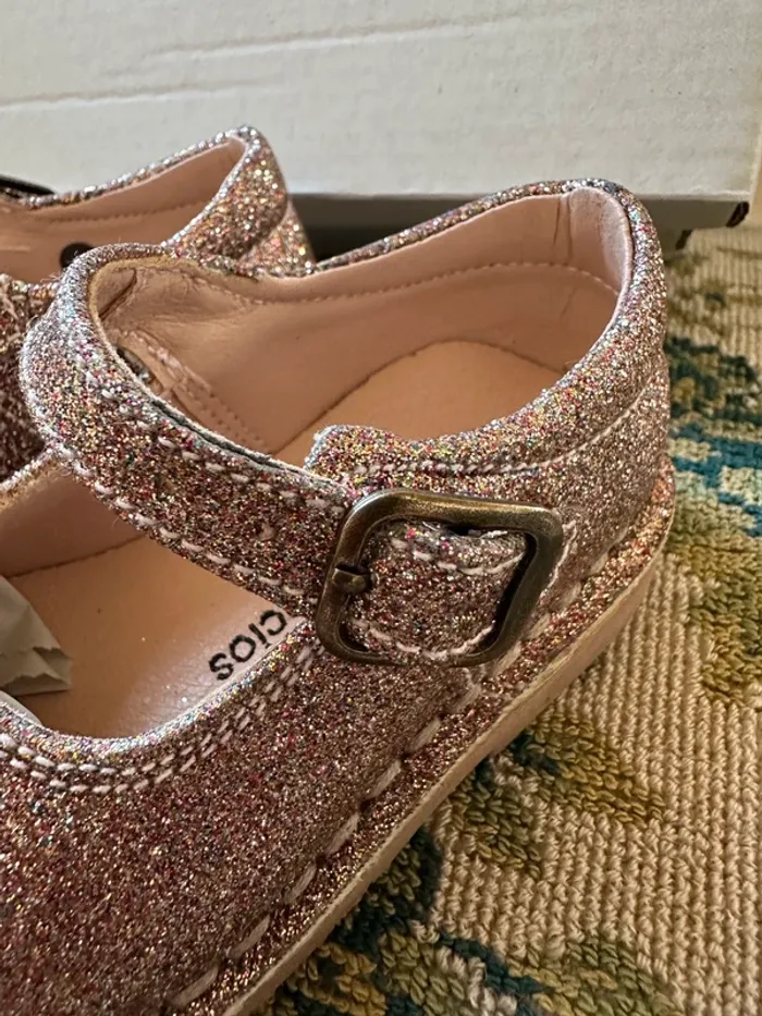NEUF chaussures babies cuir bébé fille 20 Lola Palacios rose doré paillettes - photo numéro 5