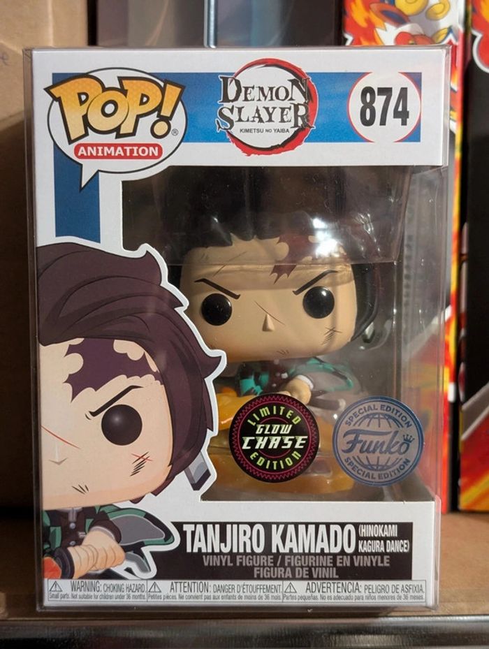 Funko Pop! Demon Slayer Tanjiro Kamado Glow Chase 874 sous Sleeve - photo numéro 2