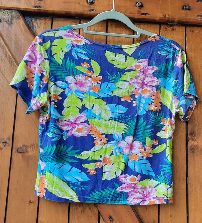 Croc top bleu à fleurs M - photo numéro 2