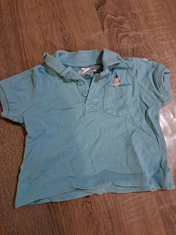 Polo 9 mois turquoise avec petit zèbre