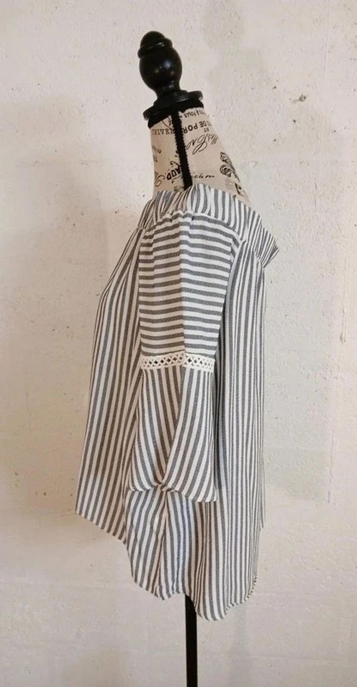 💙 Blouse rayée brodée KOTON – Taille L – Très bon état - photo numéro 3