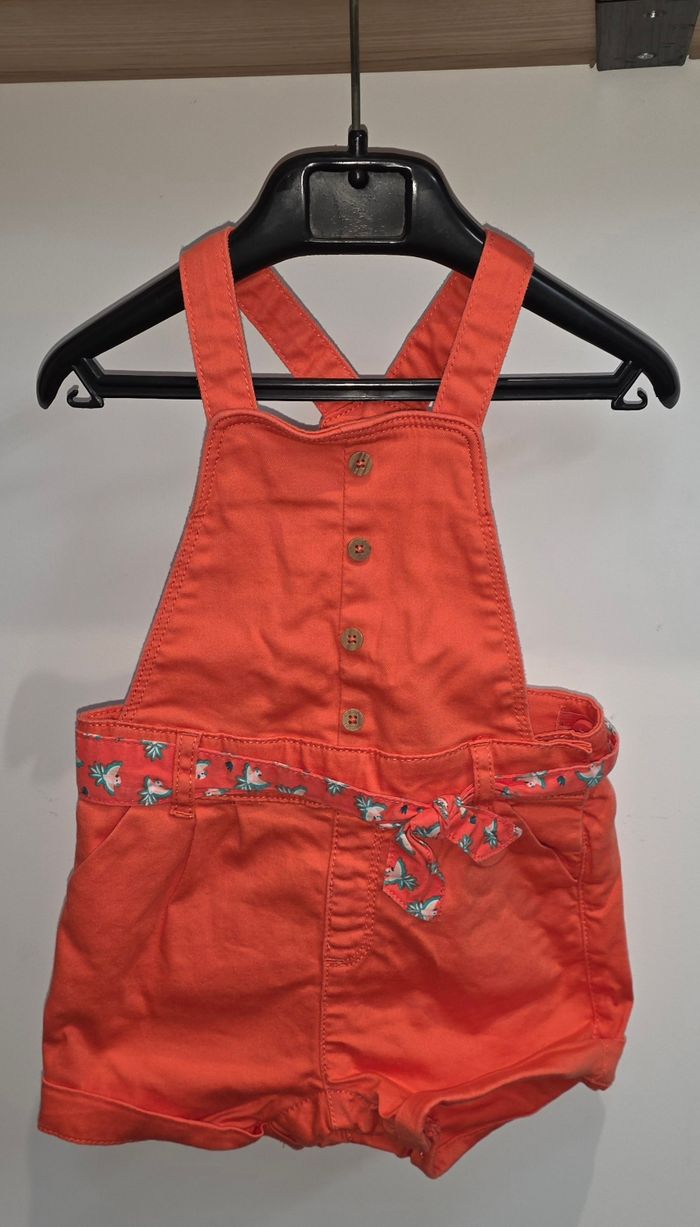 Salopette-short orange/corail #obaïbi 18 mois