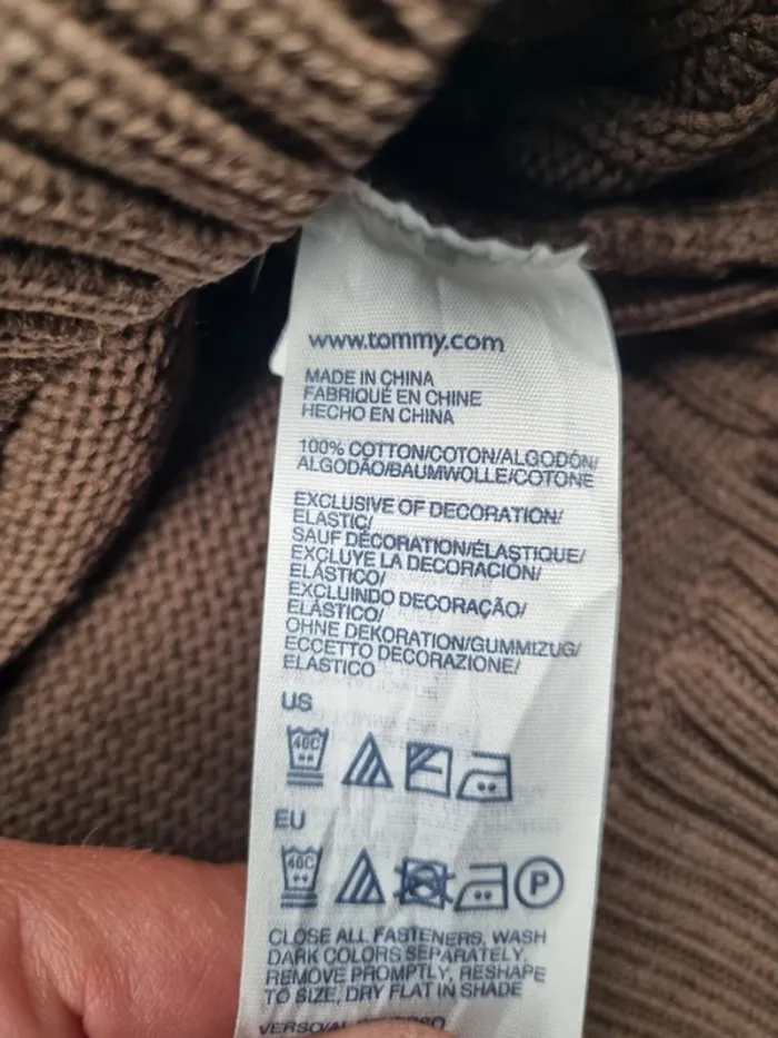 Cardigan zippé Tommy Hilfiger marron, L Hommes (mesures en photos) - photo numéro 6
