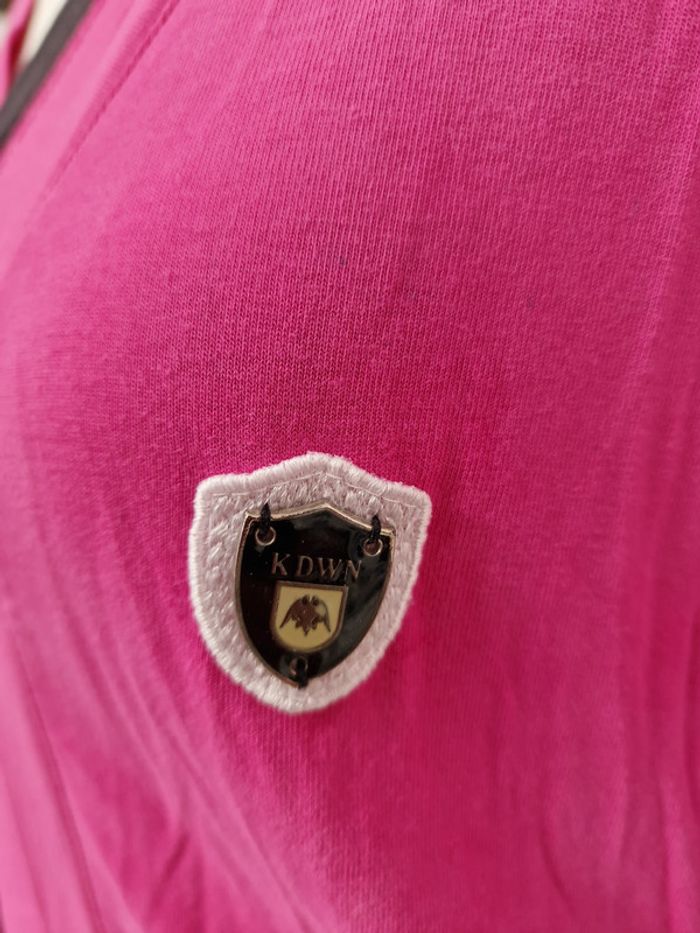 T-Shirt Fashion Rose Fuchsia Noir Blanc Avec Boutons - photo numéro 3