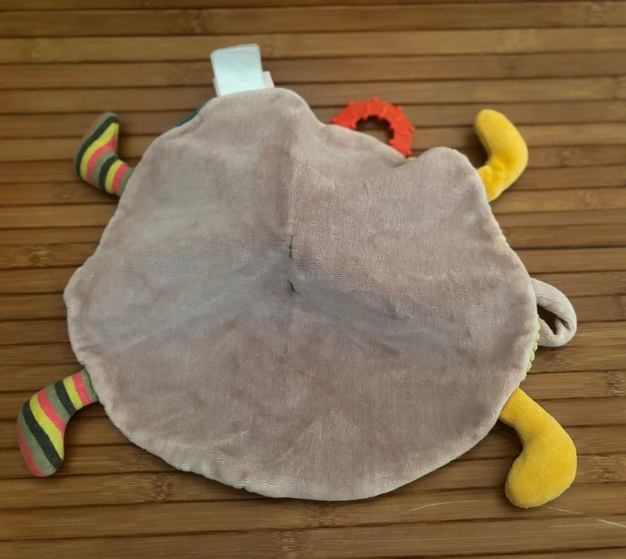 Doudou plat rond Ane bleu vert les cousins du moulin dentition moulin roty - photo numéro 3