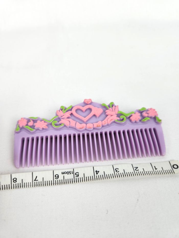 Peigne Accessoire Polly Pocket Vintage - Violet Fleurs Roses / Rétro Années 90 - photo numéro 5