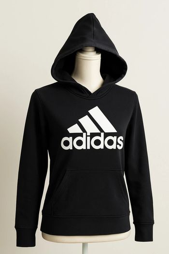 Sweat à capuche Adidas noir – logo blanc iconique
