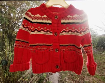 Gilet rouge motif jaquard 3 mois