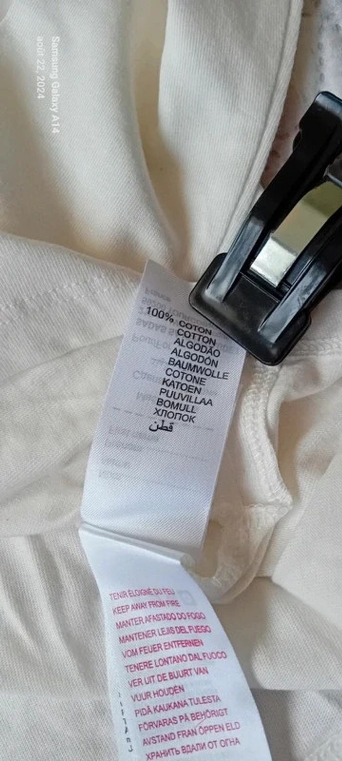 Tee-shirt long motif feuilles et texte brodé crème neuf fille 10 ans vert baudet - photo numéro 18