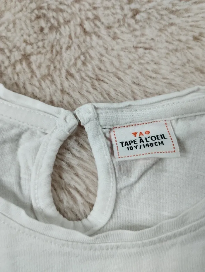 Tee shirt blanc à motif tape à l'oeil 10 ans - photo numéro 4
