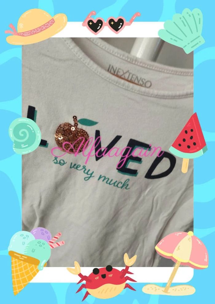 T-shirt blanc extenso 8ans loved - photo numéro 2