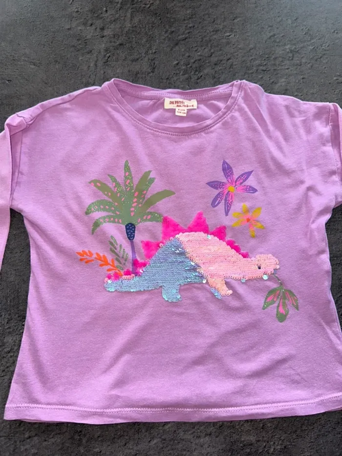 T-shirt fille violet - 4 ans - photo numéro 2